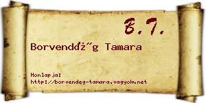 Borvendég Tamara névjegykártya